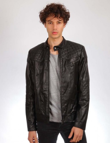 Blouson cuir matelassé...