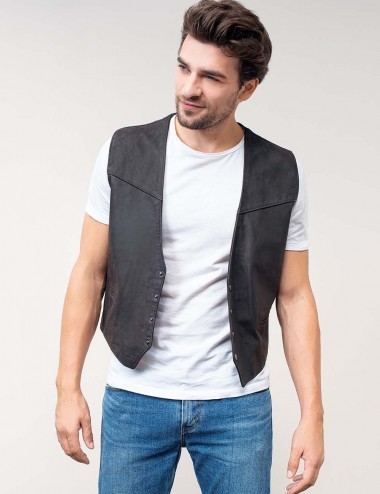 Gilet en cuir sans manche,...